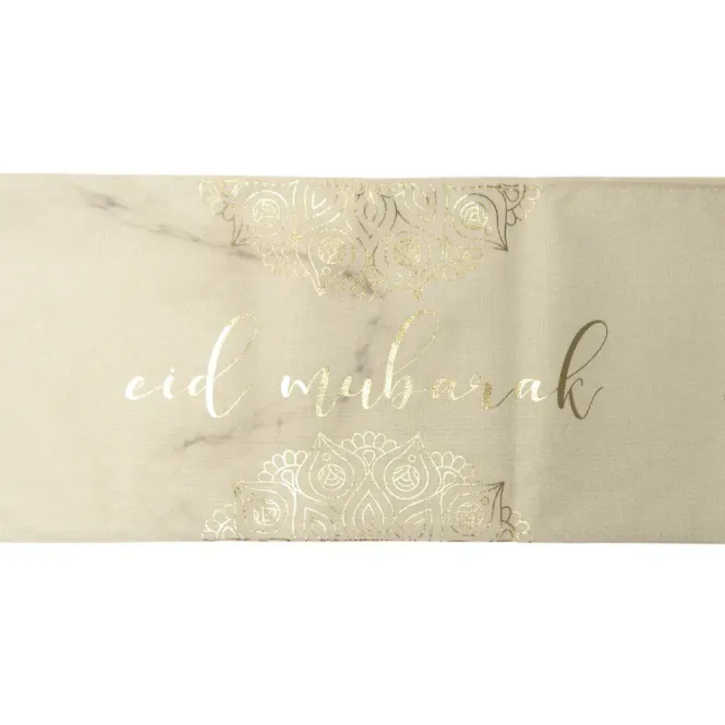 Hovedbilde Eid Mubarak Bordløper i Stoff Marble & Gold