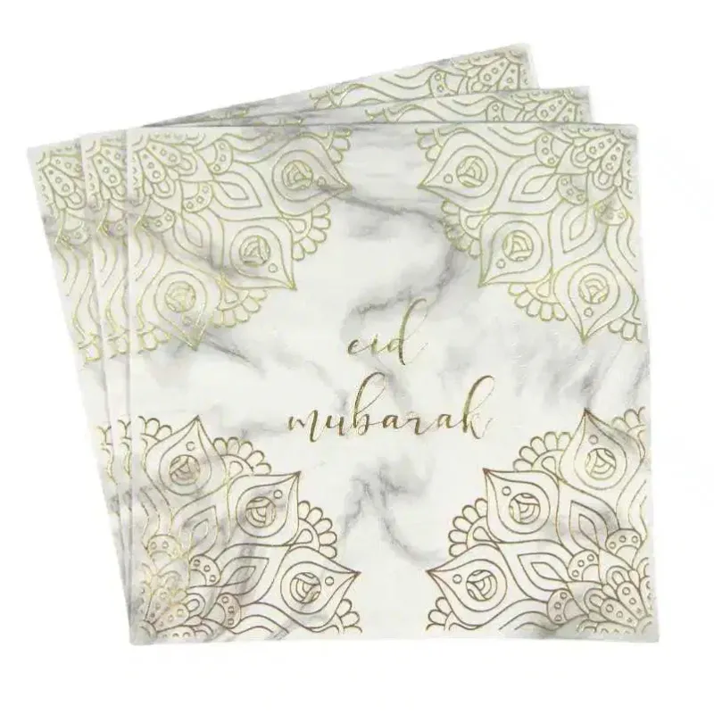 Eid Mubarak Lunsj Servietter Marble & Gold