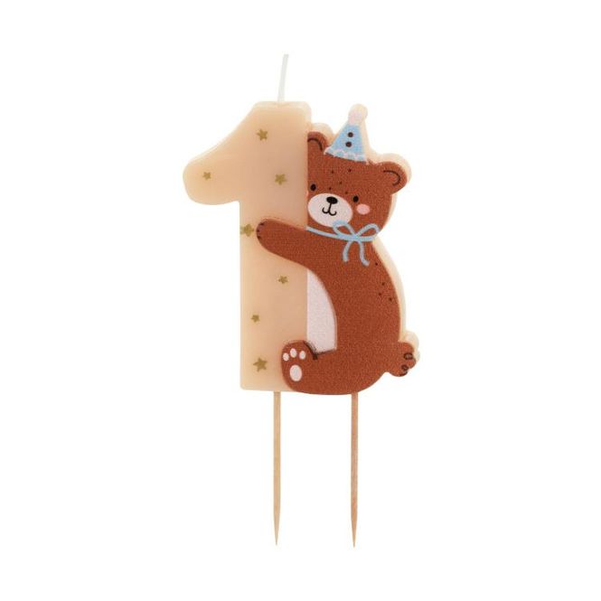 Hovedbilde Kakelys 1 år med bamse  7 cm