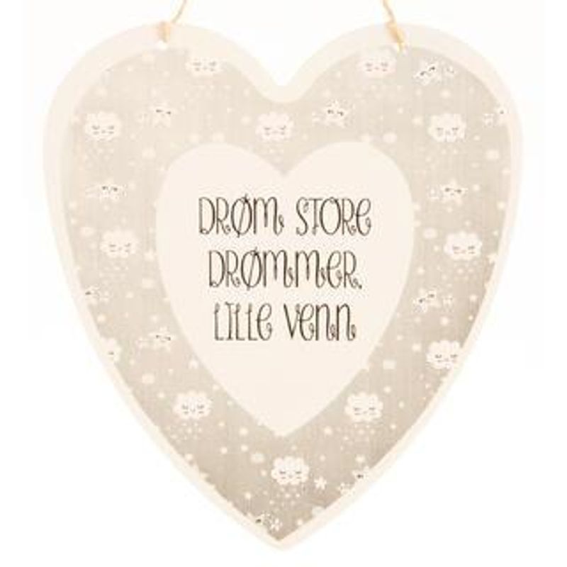Metallskilt hjerte Drøm stort 16×17 cm