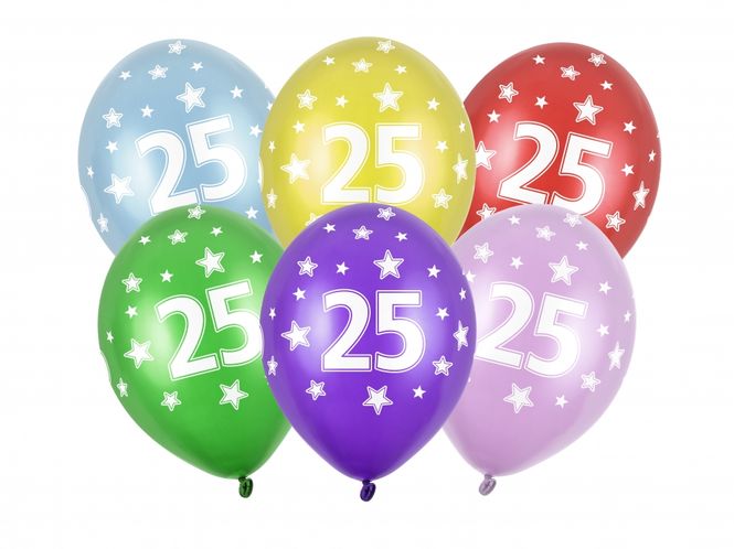 Hovedbilde Ballonger 25 Metallic Mix 6 stk