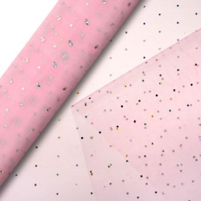 Hovedbilde Organza Prikker Rosa 10m