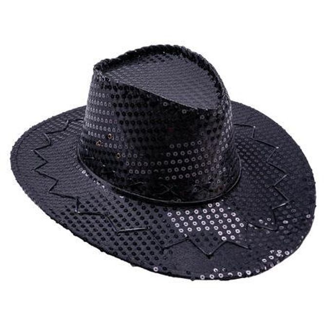 Hovedbilde Cowboyhatt Sort med paljetter
