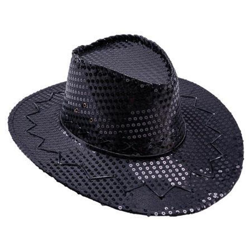 Cowboyhatt Sort med paljetter
