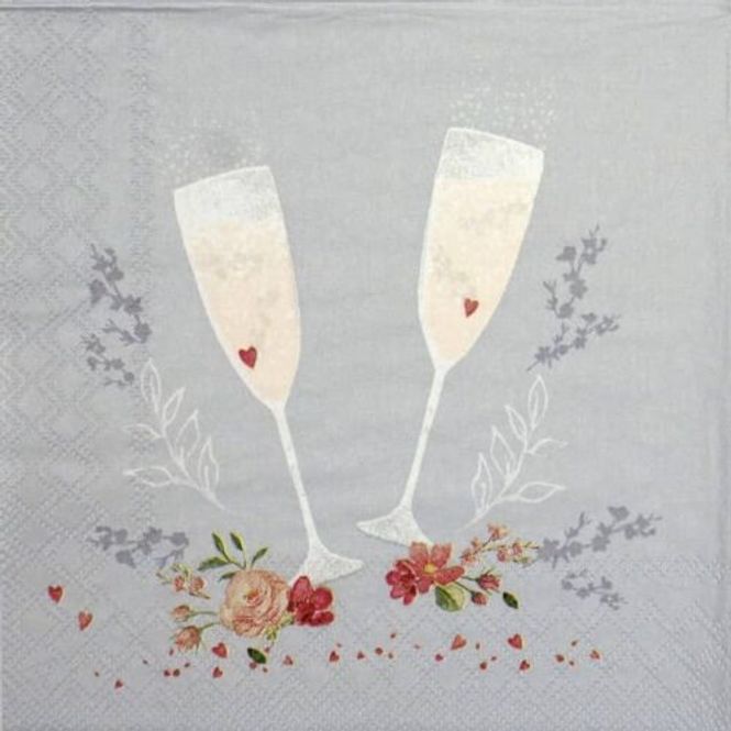 Hovedbilde Servietter Lunsj - Champagne Glass Grå