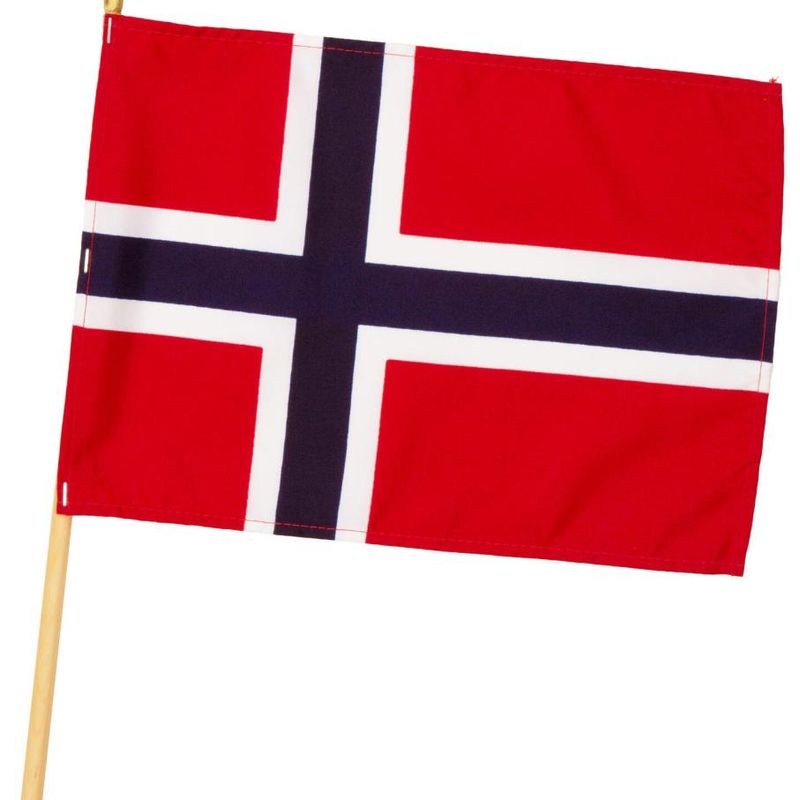 Norsk flagg 20x28 cm med pinne 65 cm