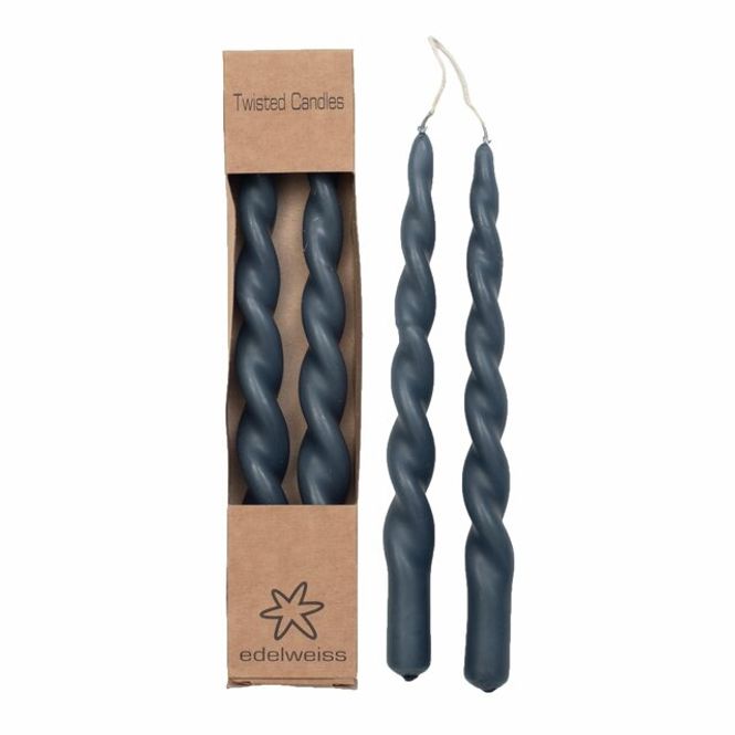 Hovedbilde Kronelys Twisted jeansblue 2 stk 24 cm