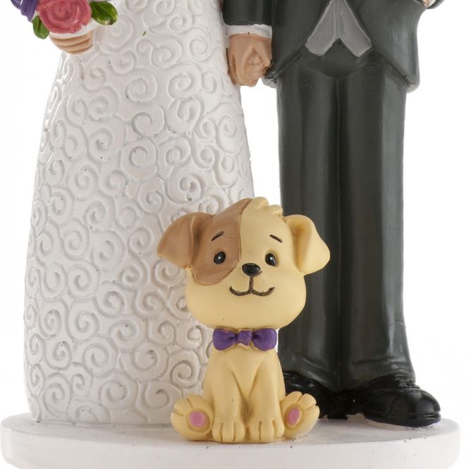 Hovedbilde Brudepar med hund Kakefigur (16 cm)