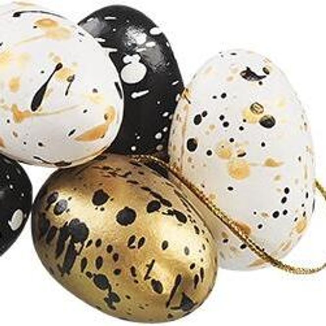 Hovedbilde Egg Splash Mini sort, gull og hvit 6 cm