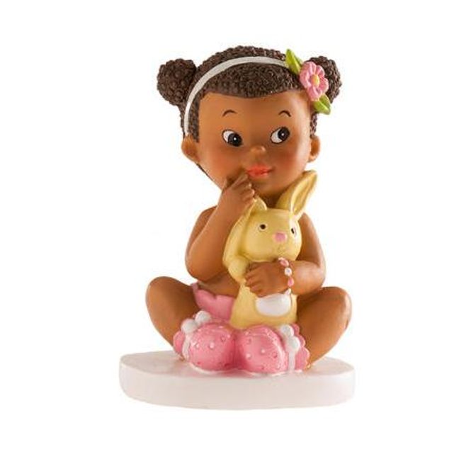 Hovedbilde Kaketopp Dåp jente med kanin, 10 cm