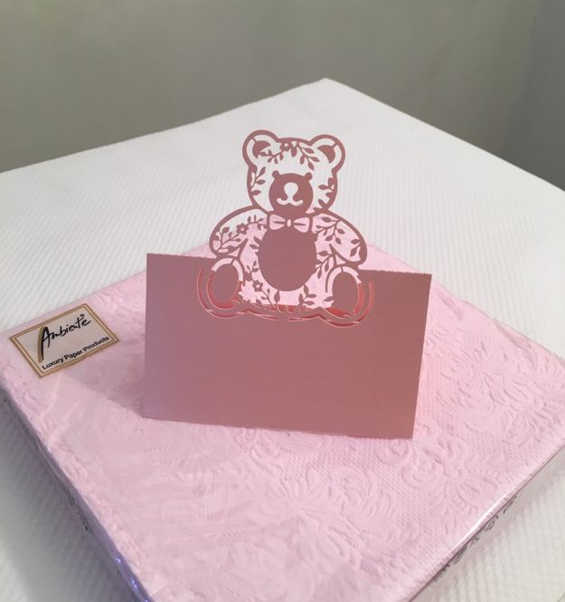 Hovedbilde Bamse Bordkort Rosa 10 stk
