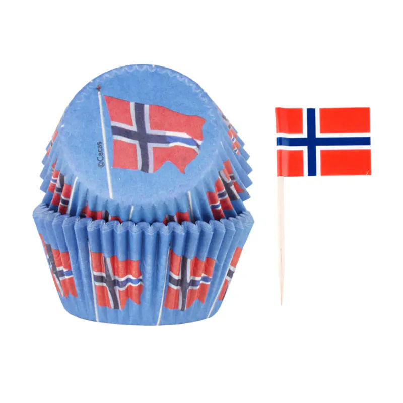 Muffinsform med Norske Flagg Sticks