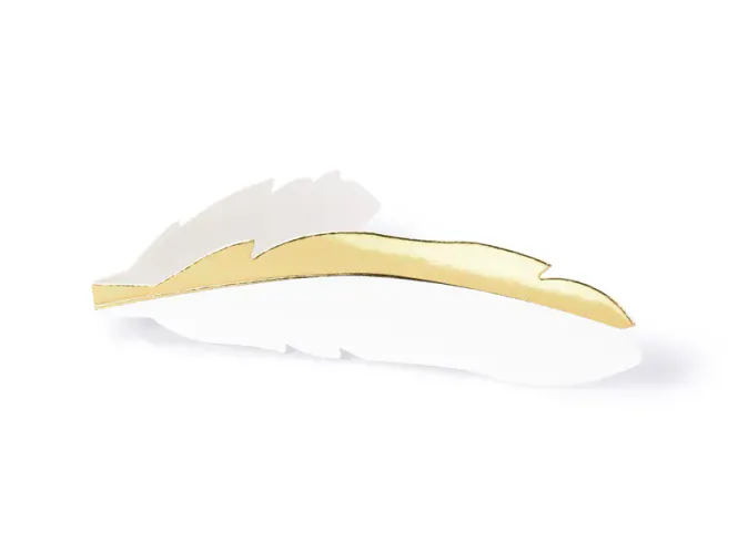 Hovedbilde Bordkort Fjær i Gull og Hvit 10 stk