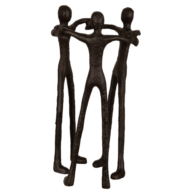 Figur folk i ring - matt sort metall 18,5x36cm