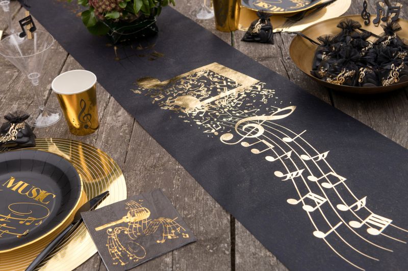 Bordløper musikktema sort/gull – 30 cm x 5 m