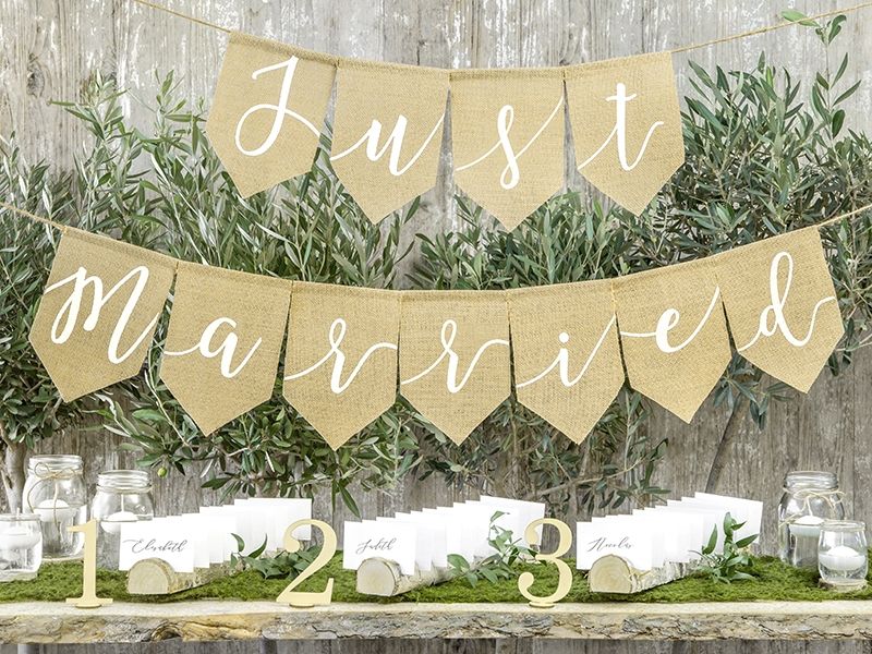 Banner Just Married Jute