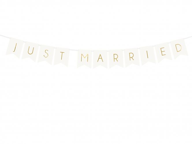 Hovedbilde Banner Just Married Hvit