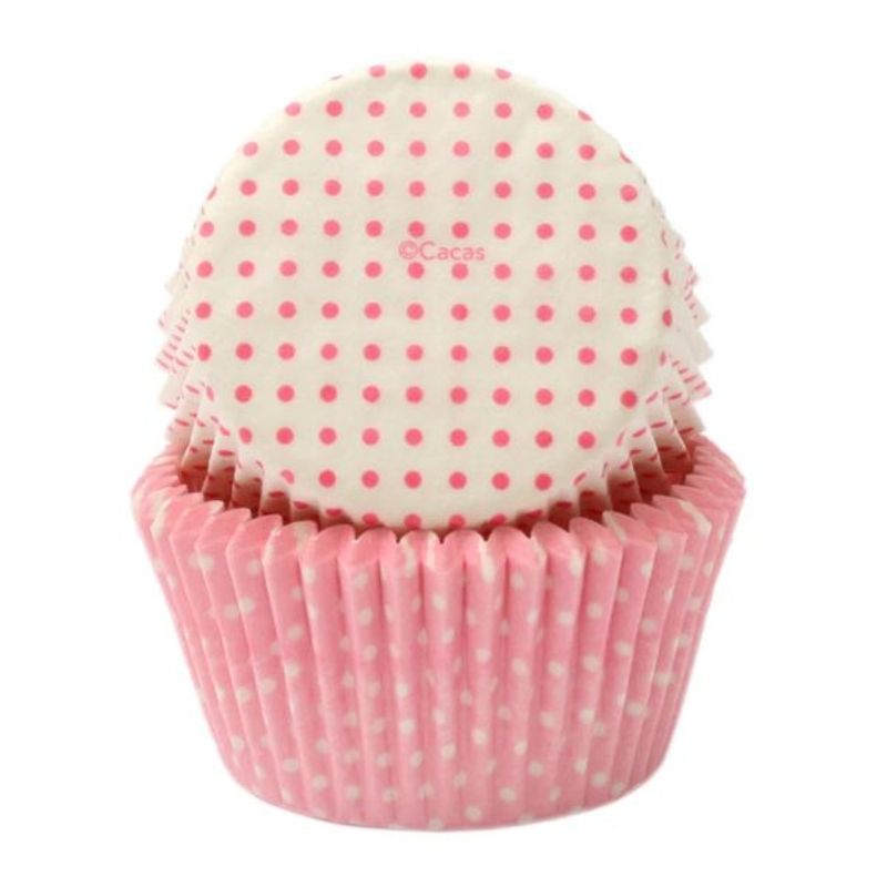 Mini Muffinsformer Rosa/Hvite Miniprikker  100 stk