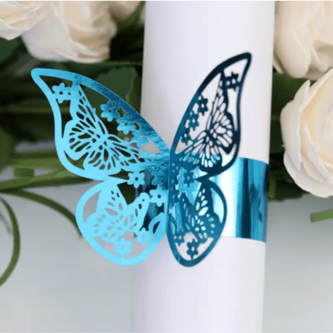 Hovedbilde Blå blank Sommerfugl Serviettring