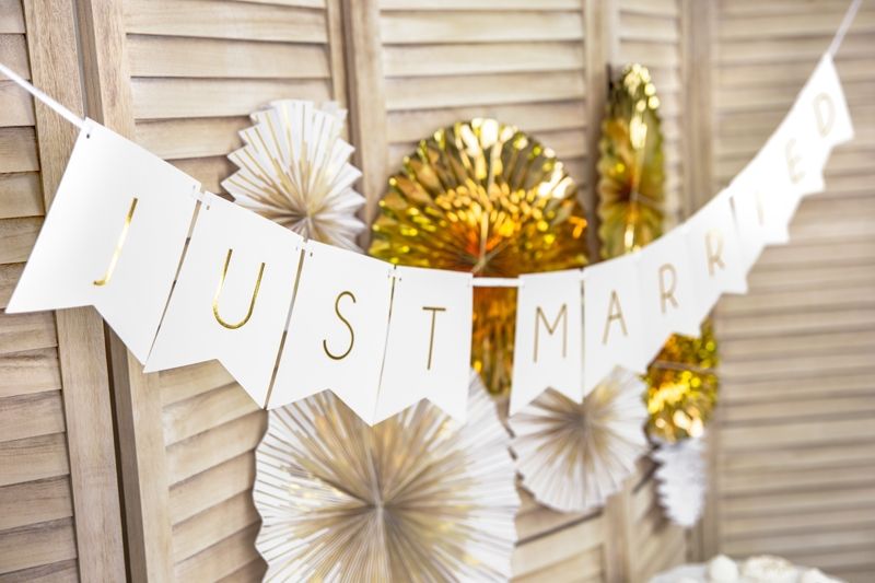 Banner Just Married Hvit