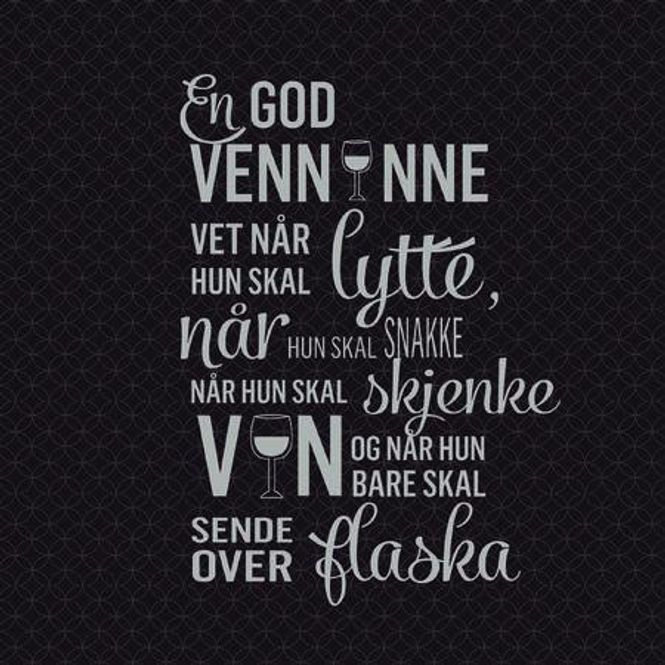 Hovedbilde Lunsjservietter God venninne sort 33×33 cm