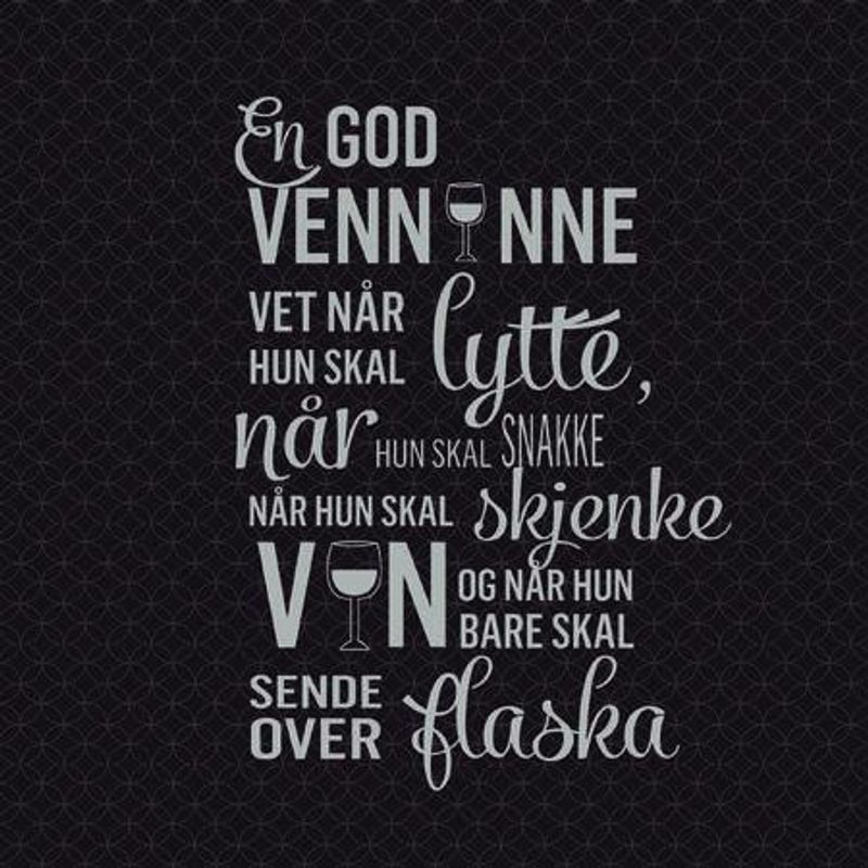 Lunsjservietter God venninne sort 33×33 cm